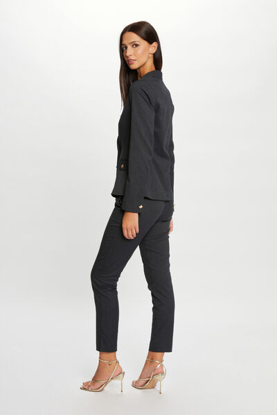 Chaqueta entallada con rayas gris anthracite mujer