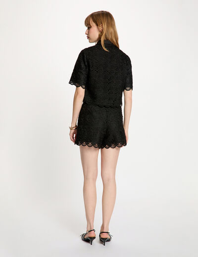 Camisa manga corta negro mujer