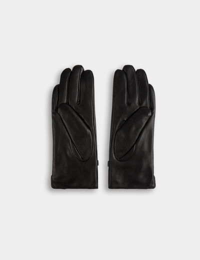 Guantes de imitaci&oacute;n cuero negro mujer