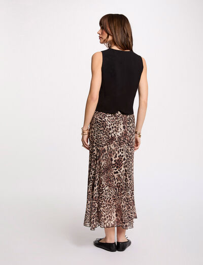Falda larga estampada multicolor mujer