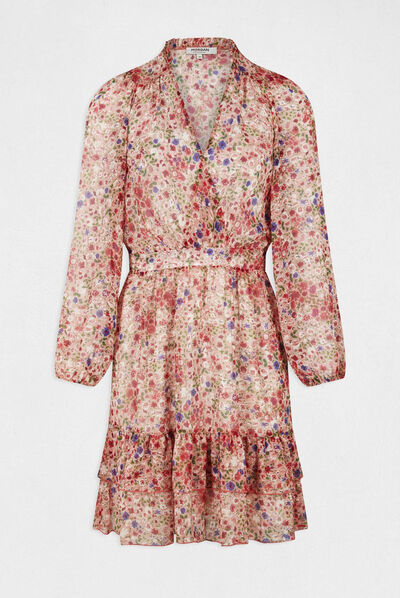 Vestido acampanado con estampado floral multicolor mujer