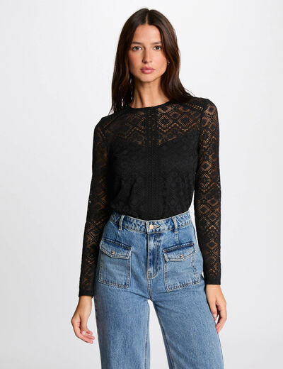Camiseta manga larga negro mujer