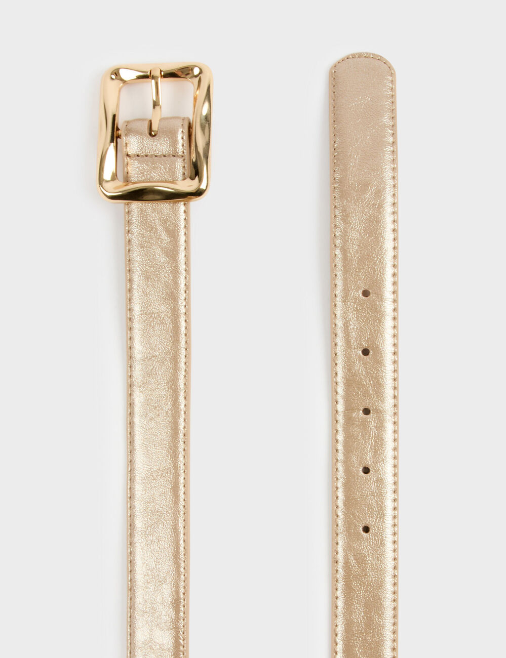 Cintur&oacute;n fino con hebilla beige mujer