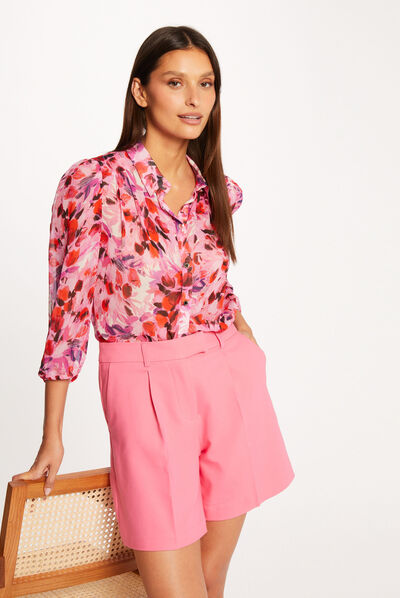 Short city recto con pinzas rosa mujer