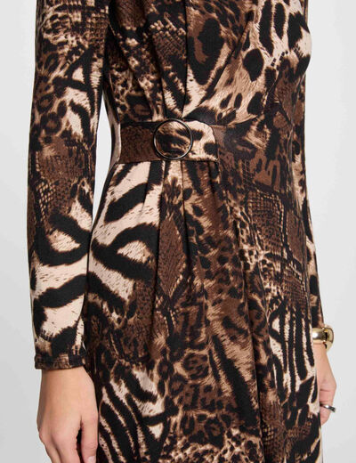 Vestido corto evasé estampado multicolor mujer