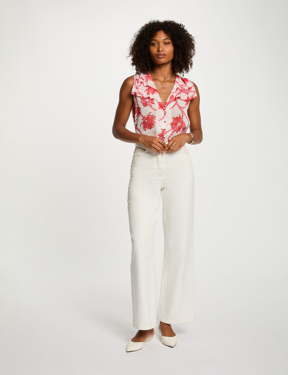 Camisa sin manga multicolor mujer