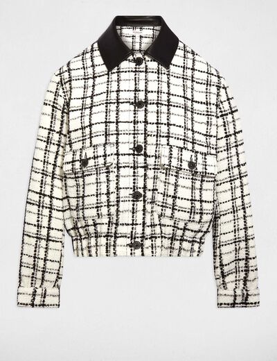 Chaqueta oversize de tweed multicolor mujer