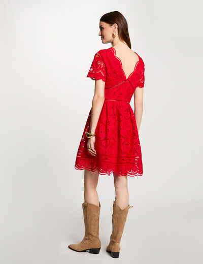 Vestido patinadora bordado rojo mujer