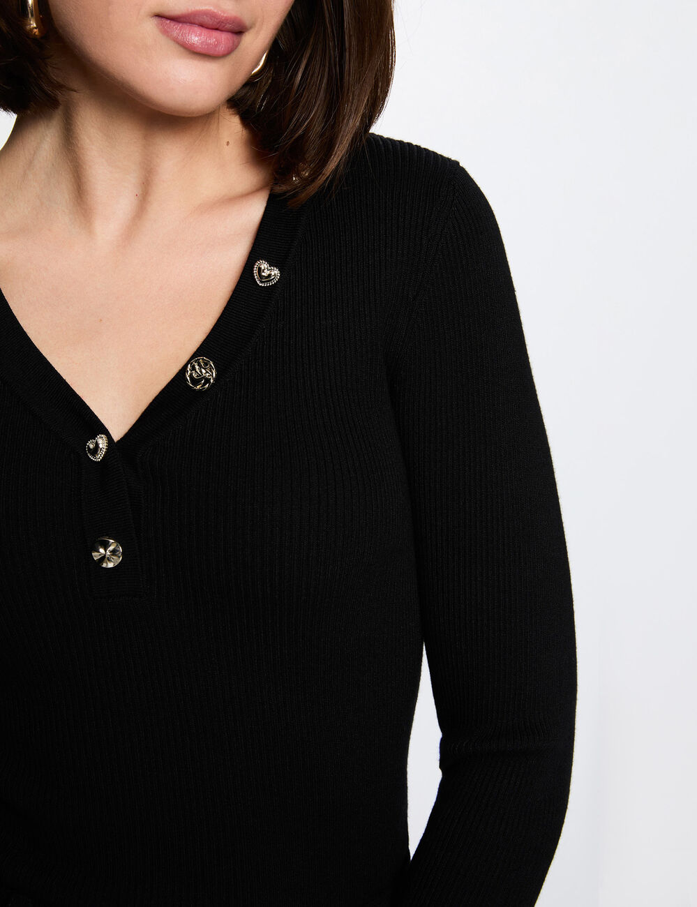 Jersey cuello v fantas&iacute;a negro mujer