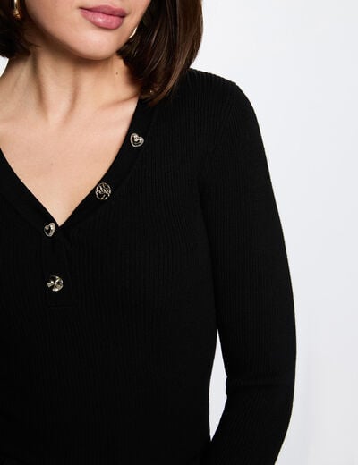Jersey cuello v fantas&iacute;a negro mujer