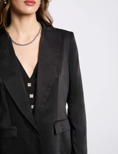 Americana de antelina negro mujer