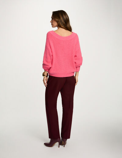 Jersey cuello redondo rosado fucsia mujer
