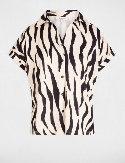 Blusa manga corta blanco mujer