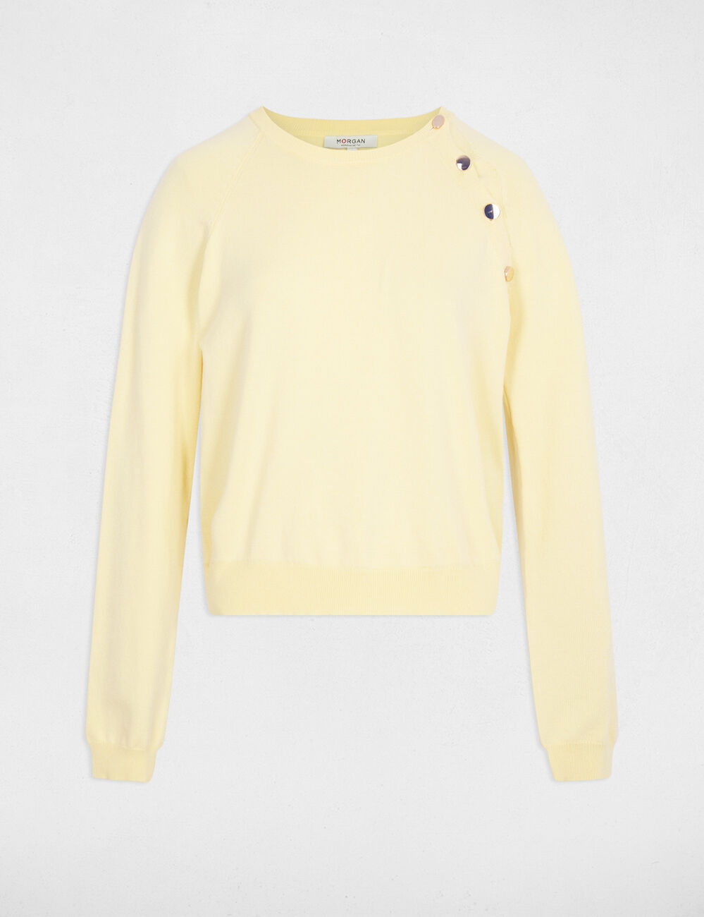 Jersey fino ajustado amarillo claro mujer