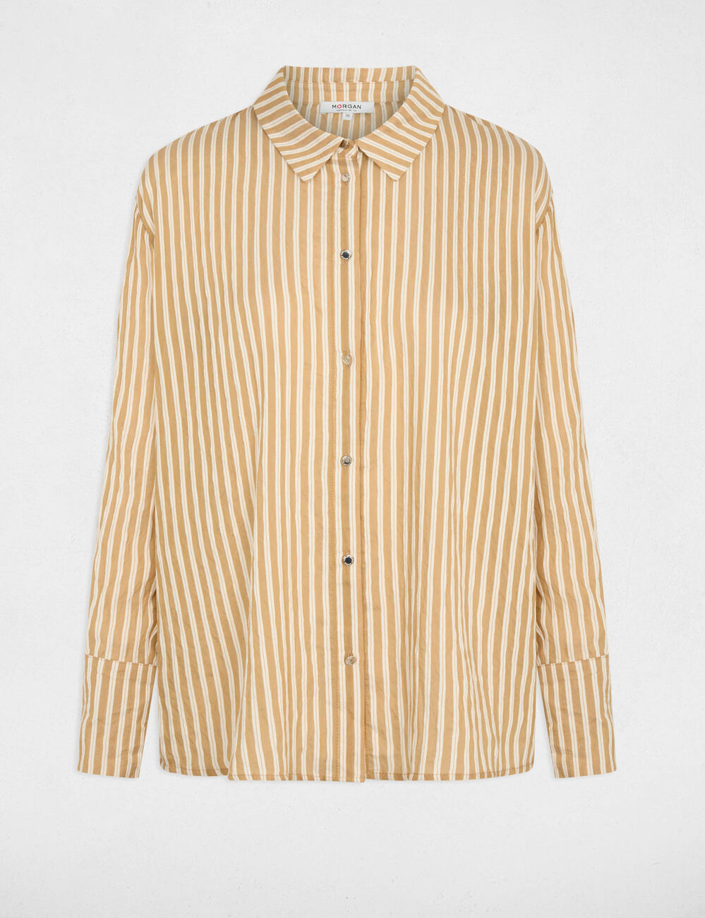 Camisa de rayas con cuello vuelto multicolor mujer