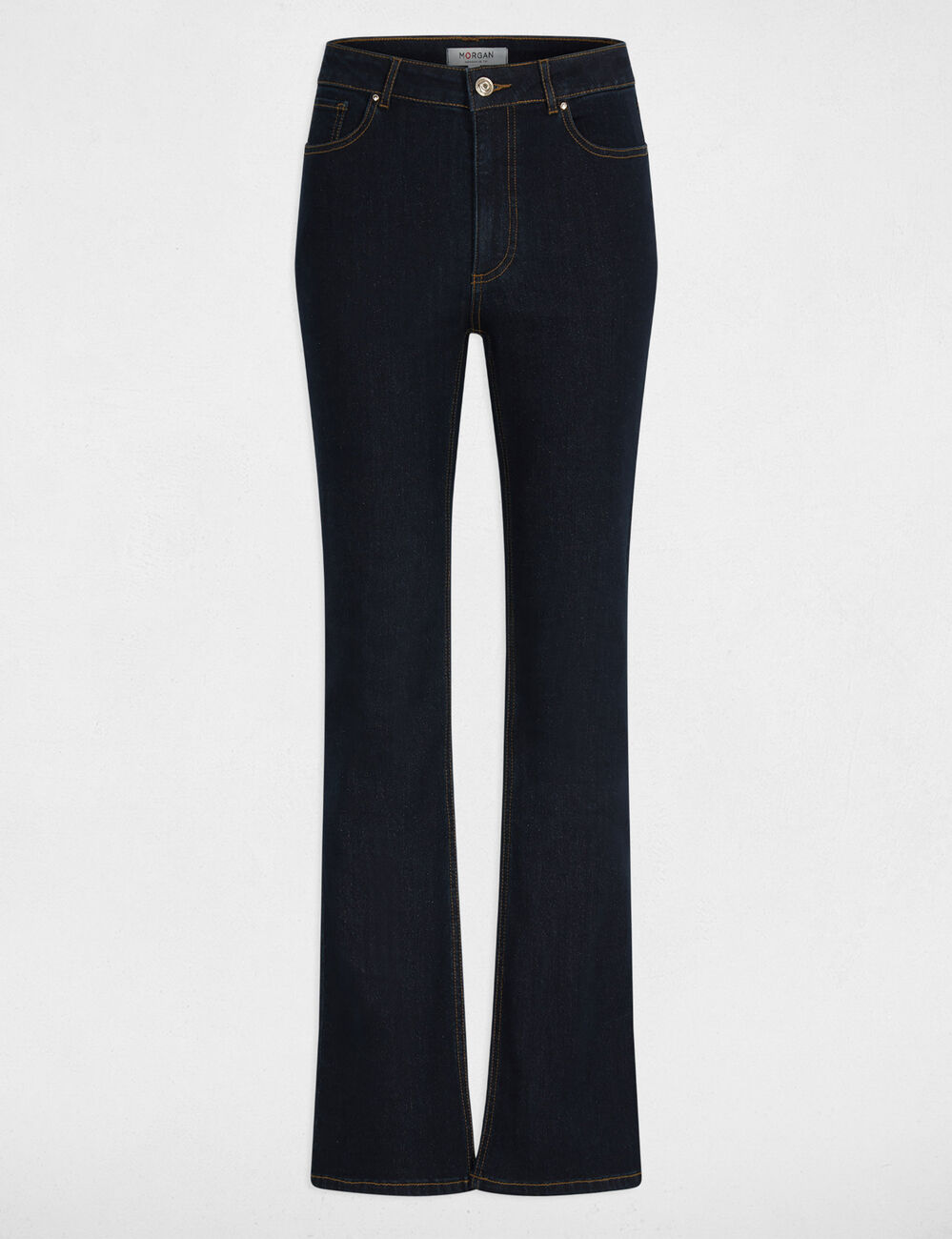 Vaqueros bootcut de tiro alto denim crudo mujer