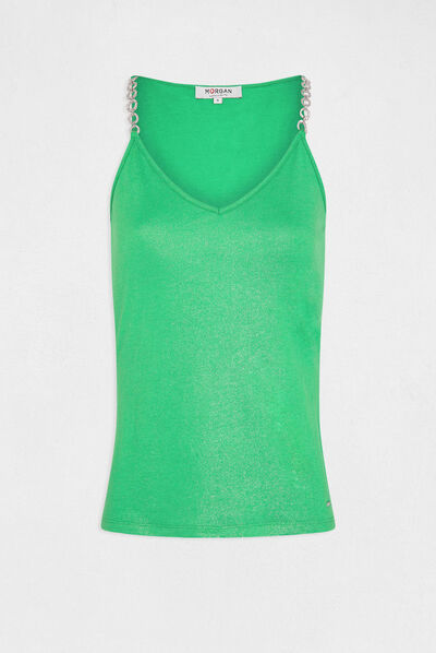 Top tirantes finos con cadenas verde mujer