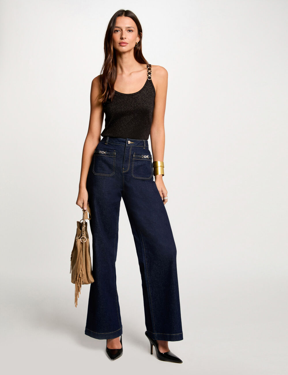 Top con tirantes finos negro mujer