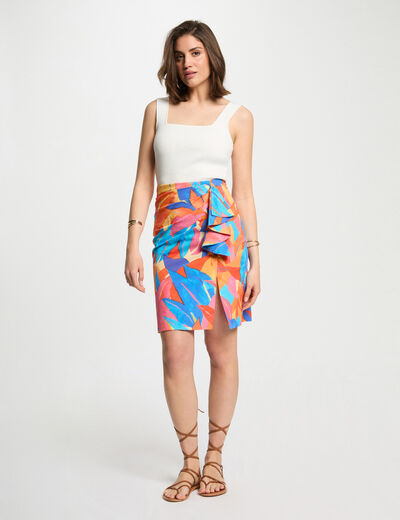 Falda ajustada estampada multicolor mujer