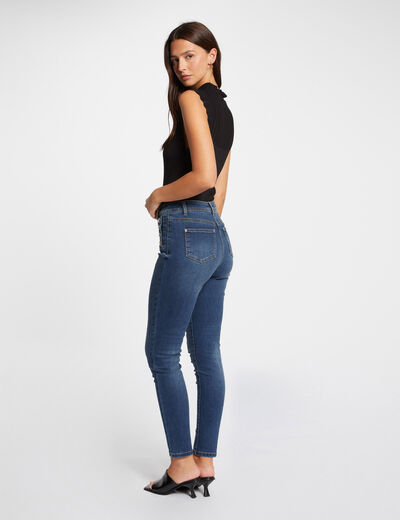 Vaquero slim con botones denim stone mujer