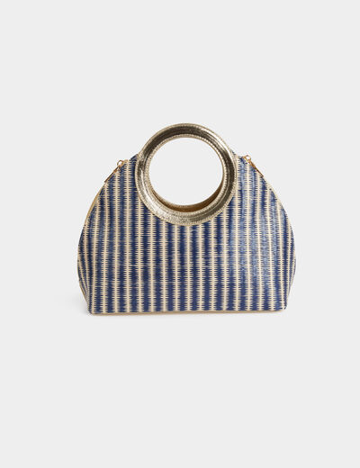 Bolso trenzado con rayas multicolor mujer
