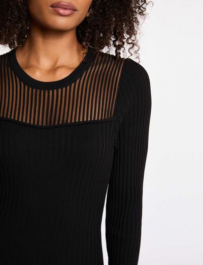 Vestido de punto largo ajustado negro mujer