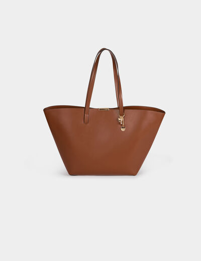 Bolso shopper de trapecio c&aacute;mel mujer