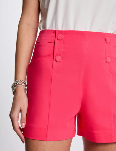 Short recto con pinzas rosado fucsia mujer