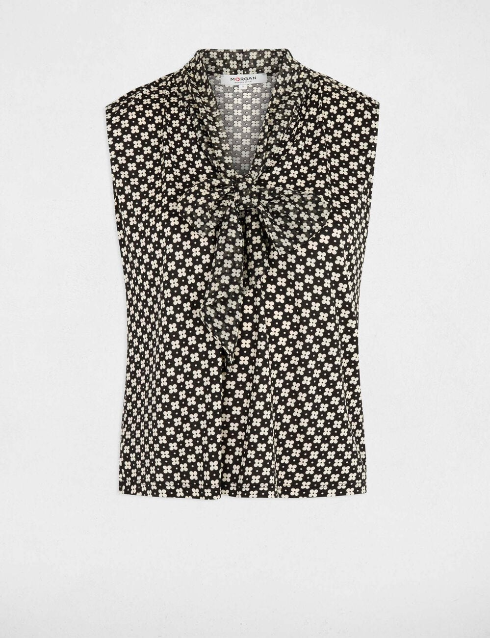 Top con cuello lazada blanco mujer