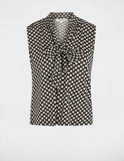 Top con cuello lazada blanco mujer