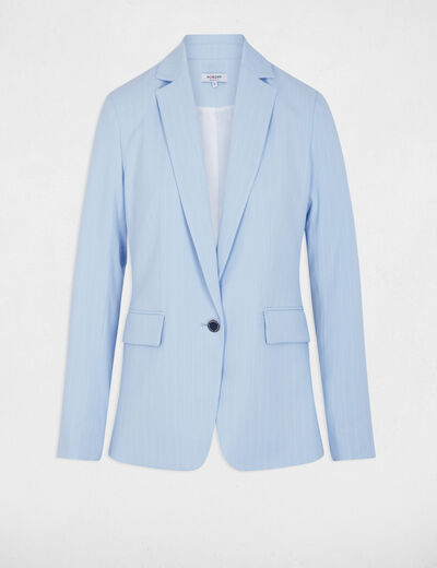Chaqueta entallada de rayas azul cielo mujer