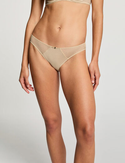 Braguita de encaje de tiro bajo beige mujer