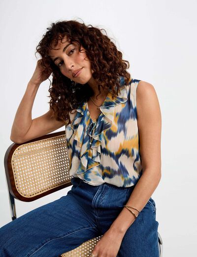 Blusa sin mangas multicolor mujer