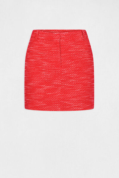 Falda recta corta rojo mujer