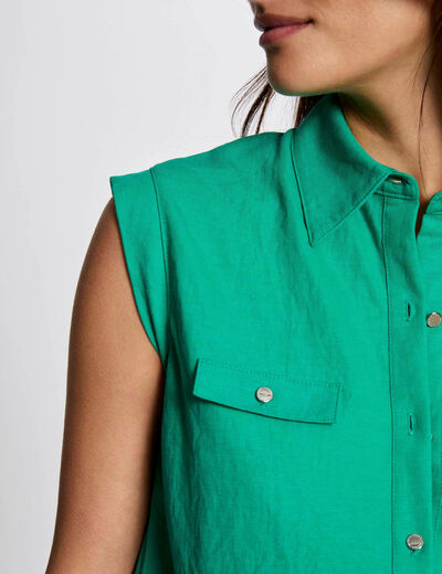 Blusa sin mangas verde emeralda mujer
