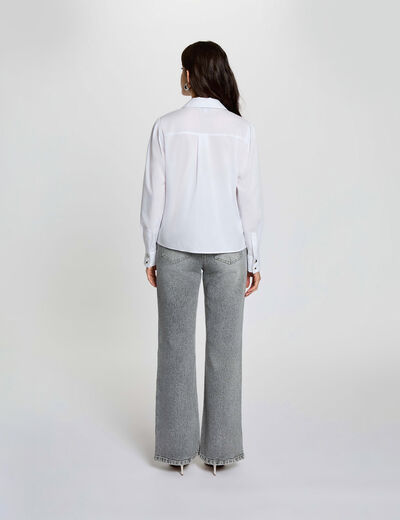 Vaqueros anchos de tiro alto denim nieve gris mujer