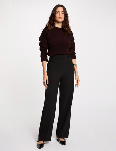 Pantalón recto con pinzas negro mujer