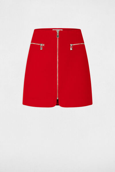 Falda recta con cremallera rojo mujer