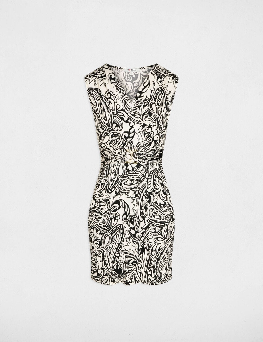 Vestido corto cruzado negro mujer