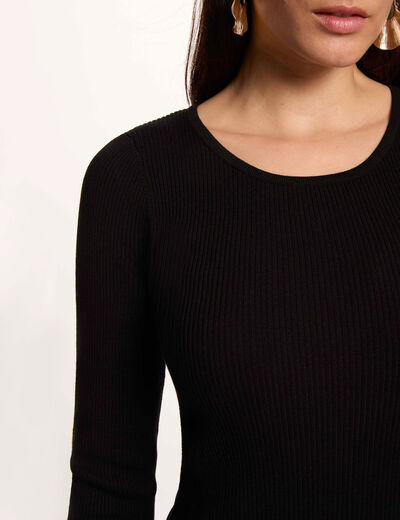 Vestido corto de tweed negro mujer