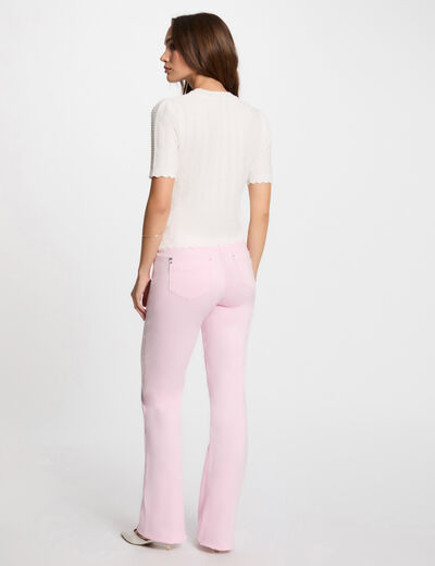 Pantalón boot-cut abotonado rosa pastel mujer