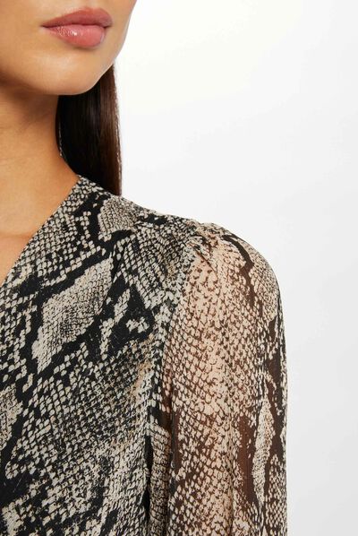 Vestido acampanado estampado de pitón multico mujer