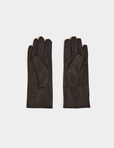 Guantes de ante con botones negro mujer