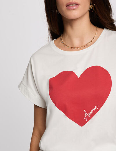 Camiseta recta con inscripción blanco mujer