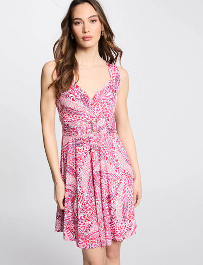Vestido entallado estampado multicolor mujer