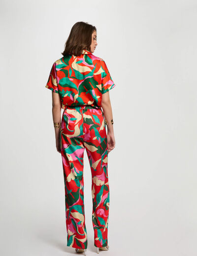 Pantalón recto estampado multicolor mujer