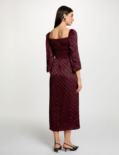 Vestido satinado mangas abullonadas multicolor mujer