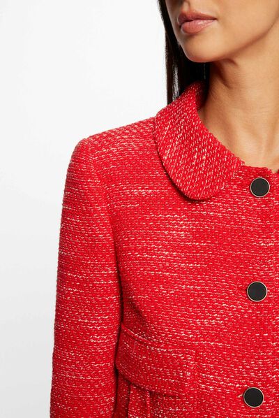Chaqueta recta abotonada rojo mujer