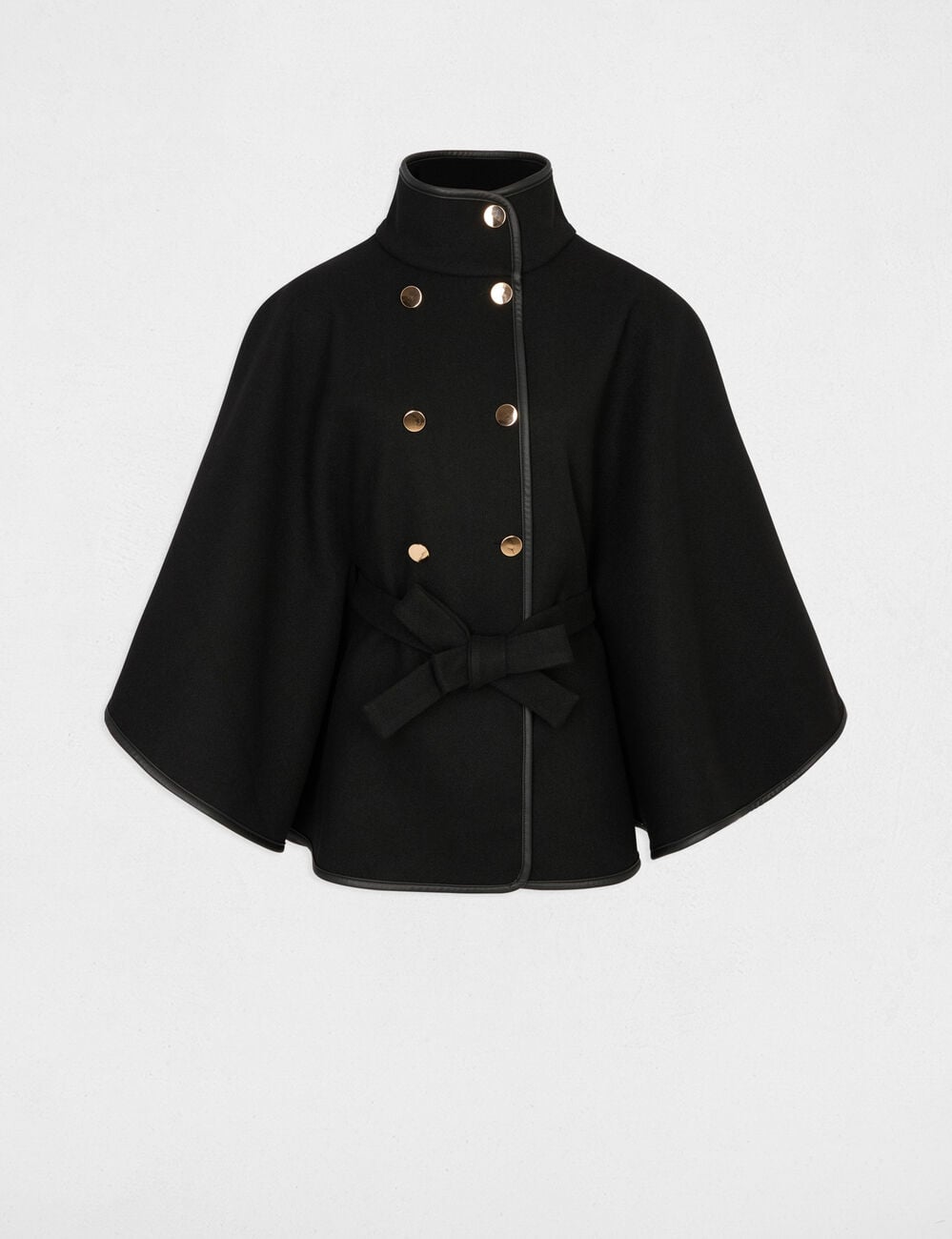 Poncho de cuello alto negro mujer