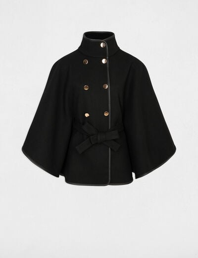 Poncho de cuello alto negro mujer
